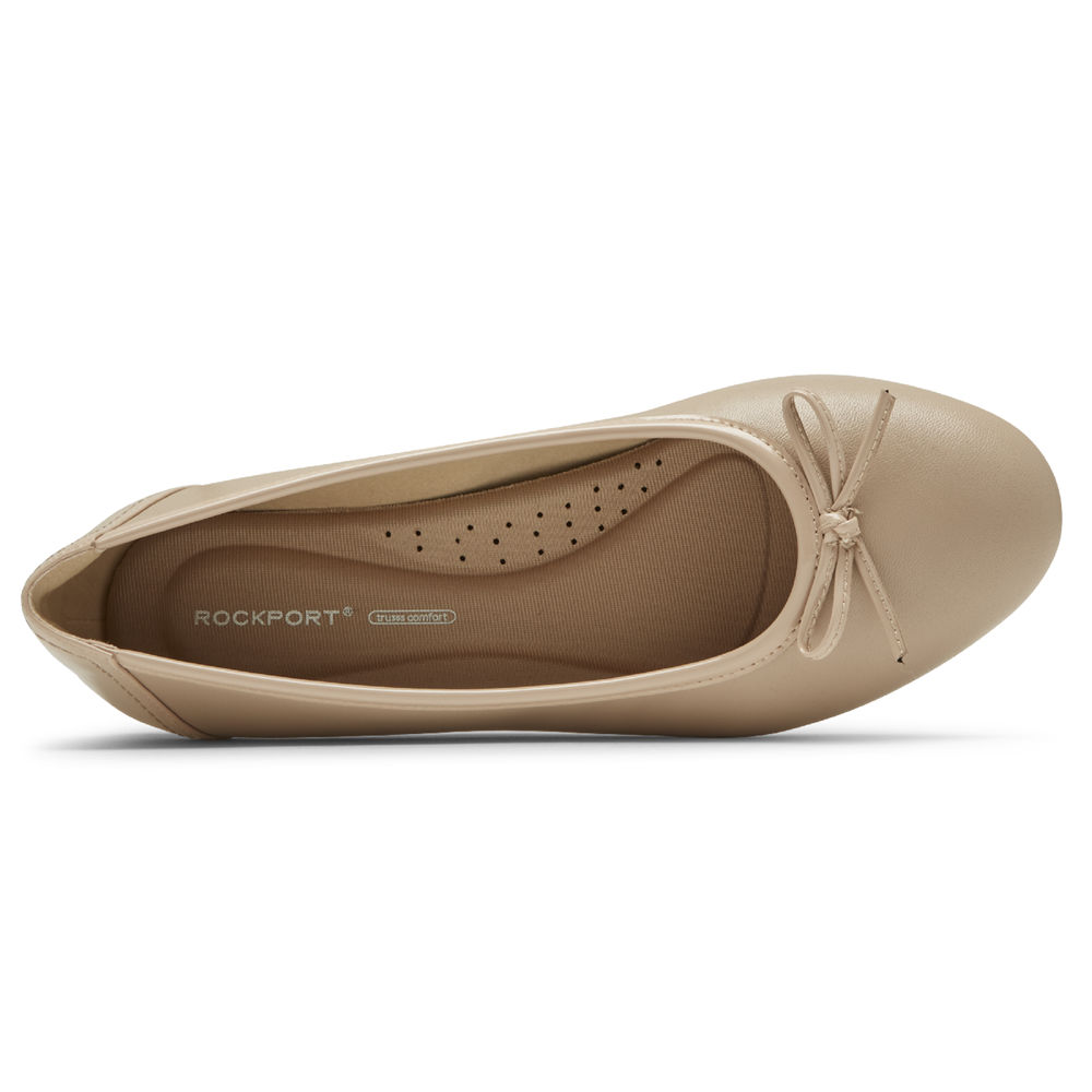 Rockport Flats Sko Dame Beige - Reagan Bow - QRUT78290